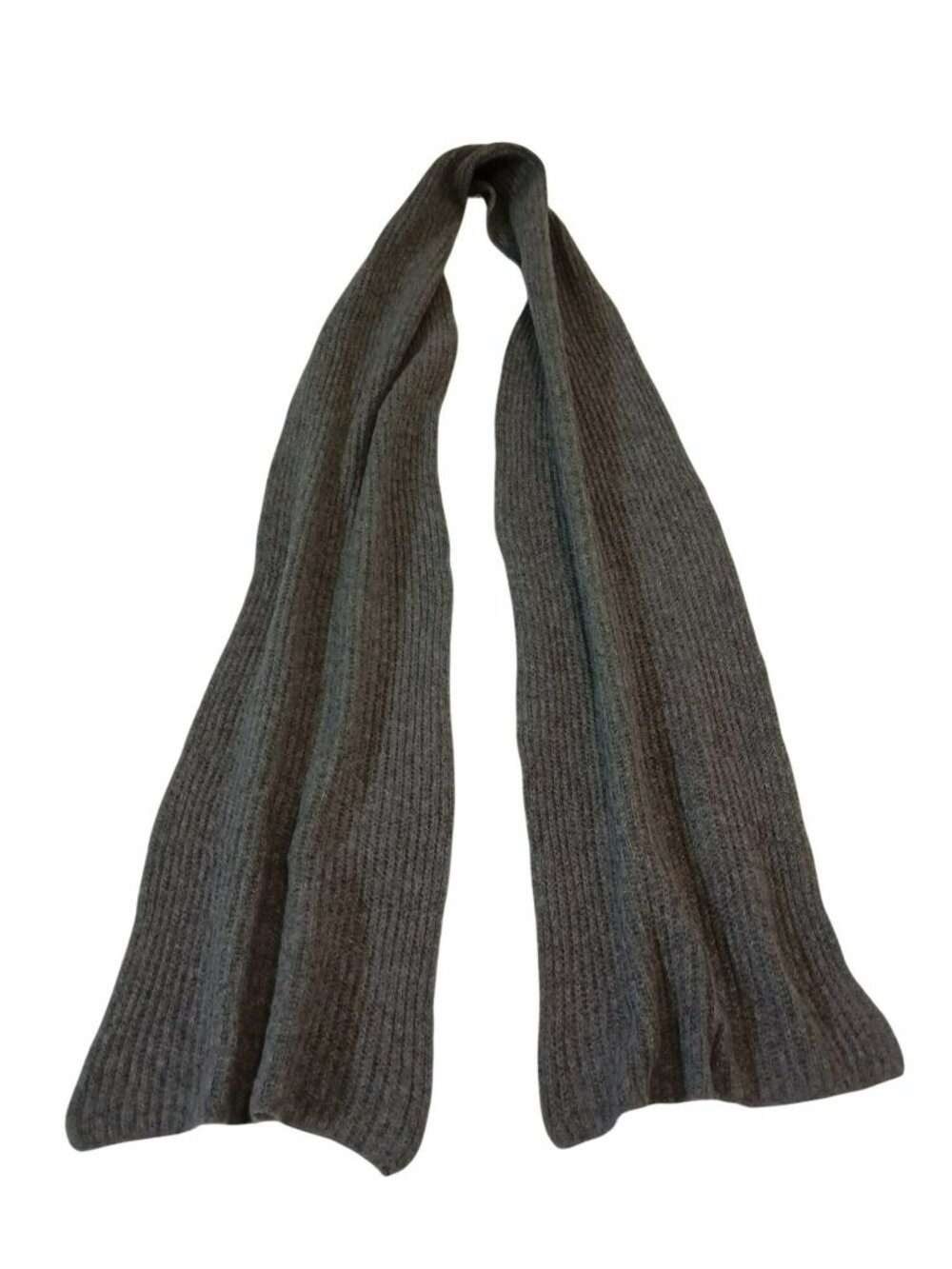 Metropolitan View Scarf Gray Ribbed 100% Merino Wool